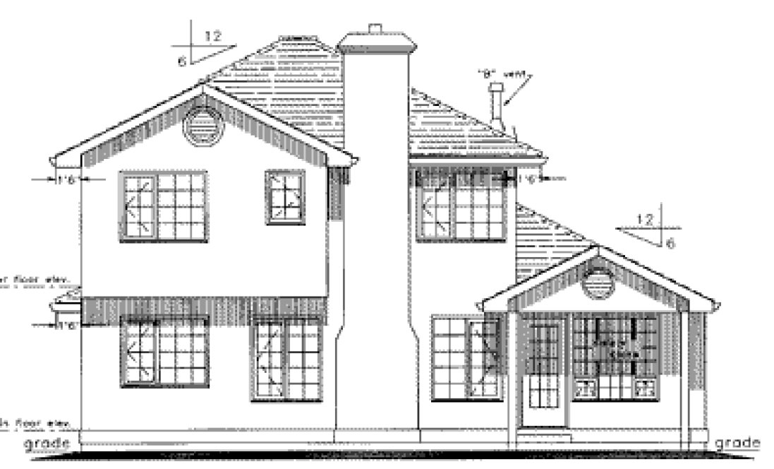 Rear Elevation for House Plan #139709
