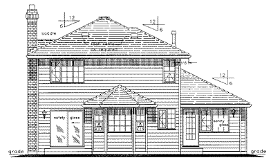 Rear Elevation for House Plan #130809