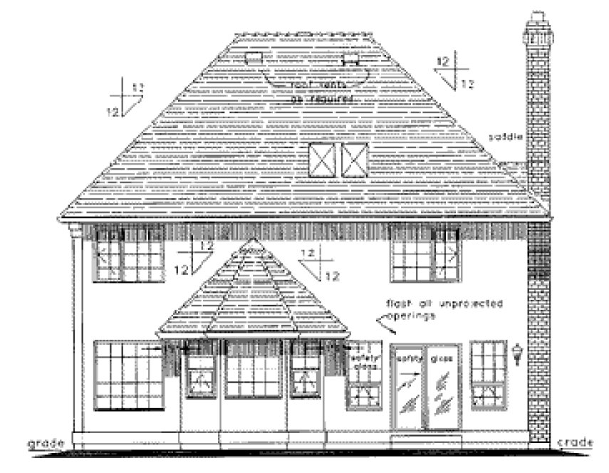 Rear Elevation for House Plan #130019