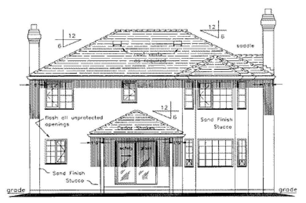 Rear Elevation for House Plan #131019