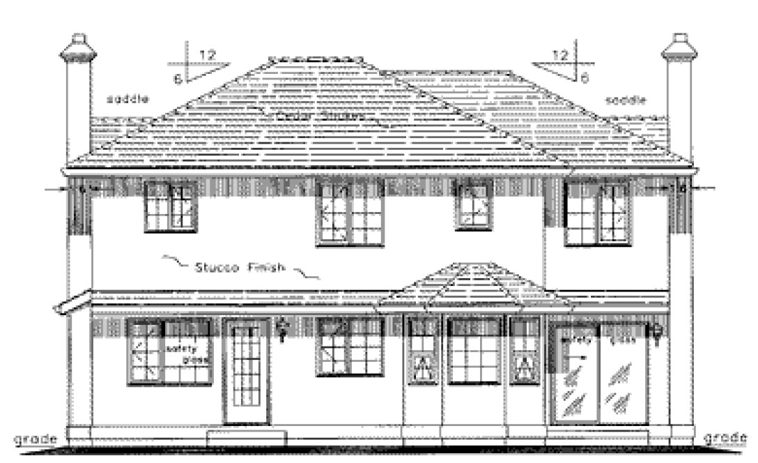 Rear Elevation for House Plan #132019
