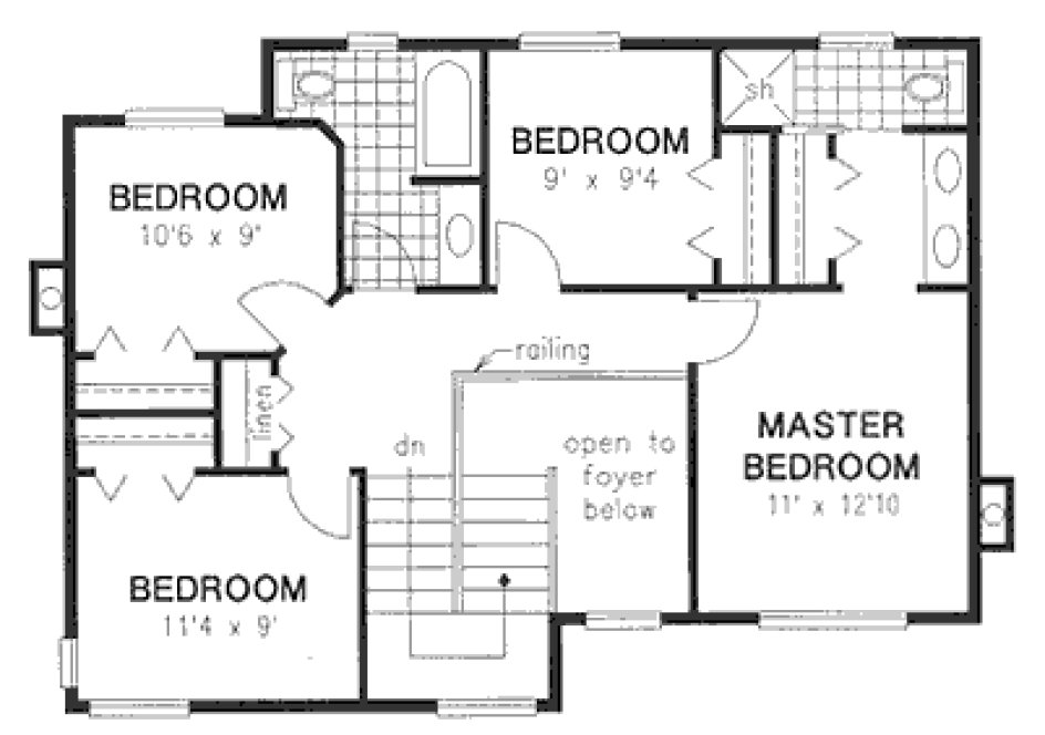 Second Floor Plan for House Plan #132019