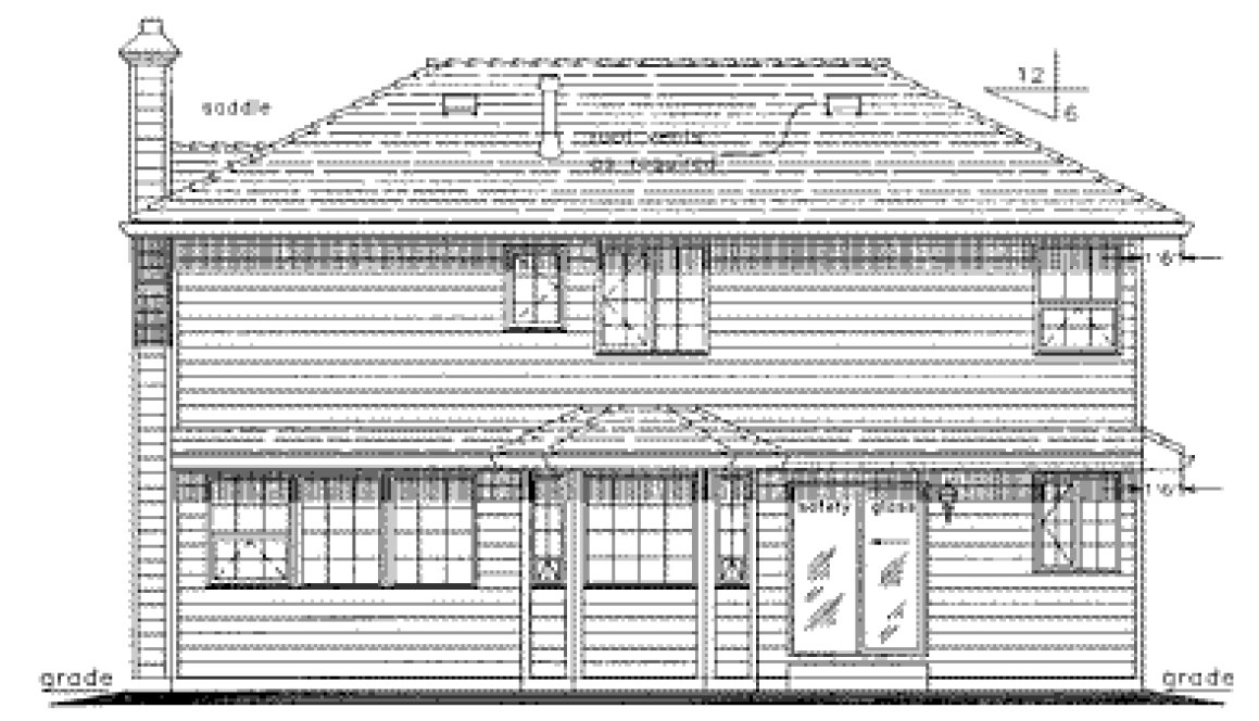 Rear Elevation for House Plan #133019