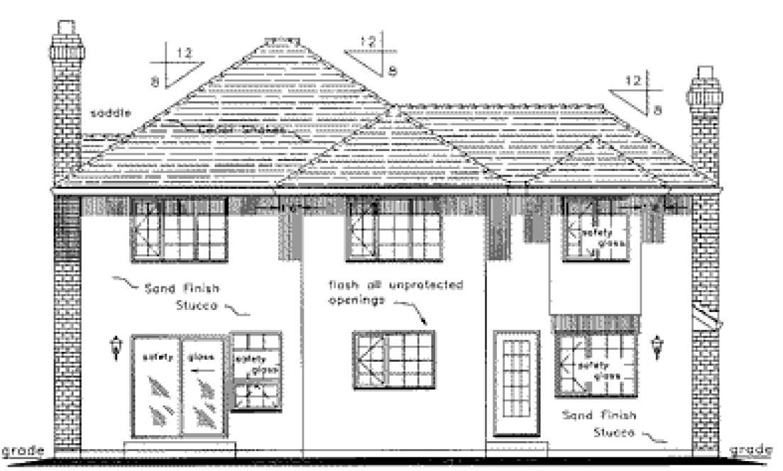 Rear Elevation for House Plan #134019