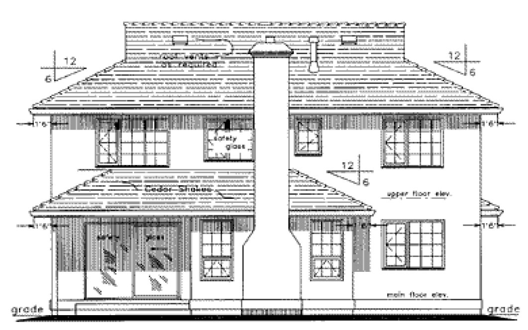 Rear Elevation for House Plan #135019