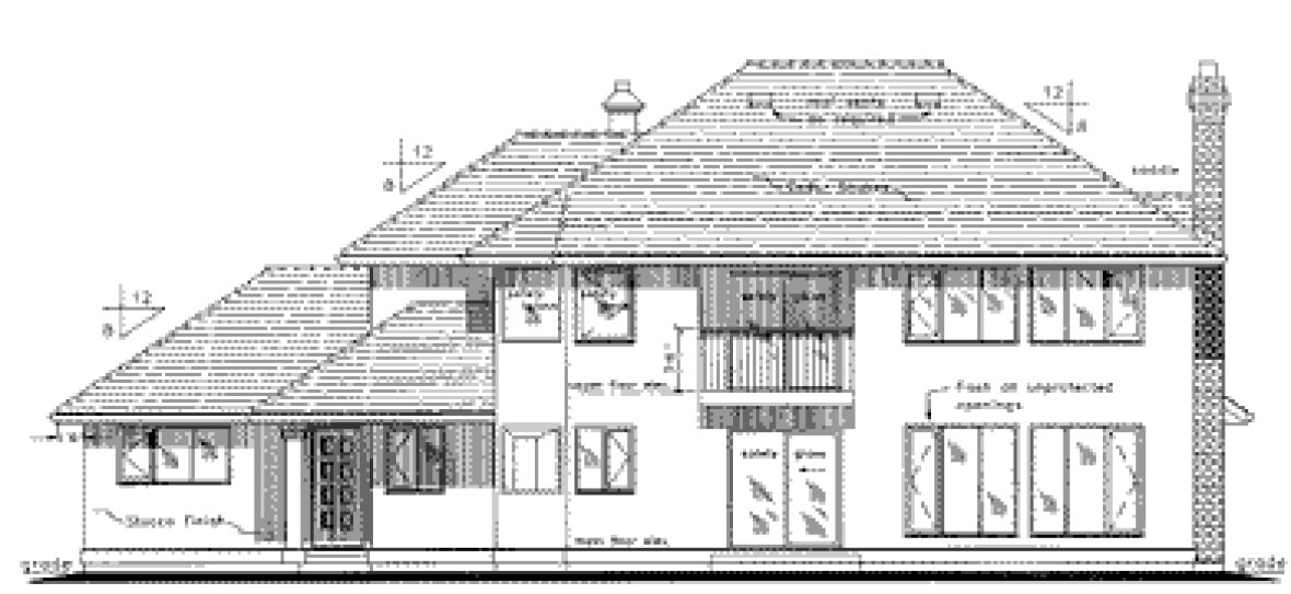Rear Elevation for House Plan #136019