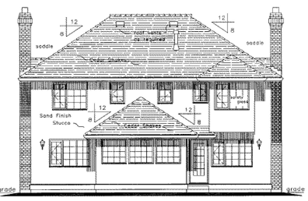 Rear Elevation for House Plan #138019