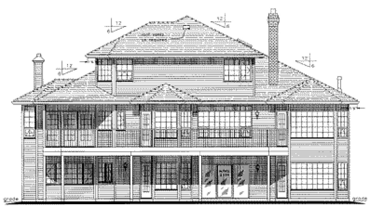 Rear Elevation for House Plan #136319