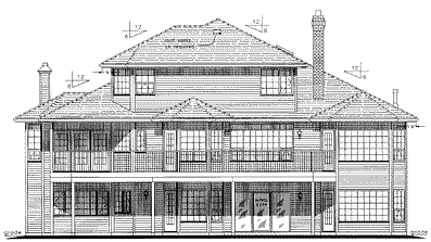 Rear Elevation for House Plan #136319