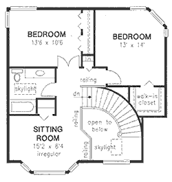 Second Floor Plan for House Plan #136319