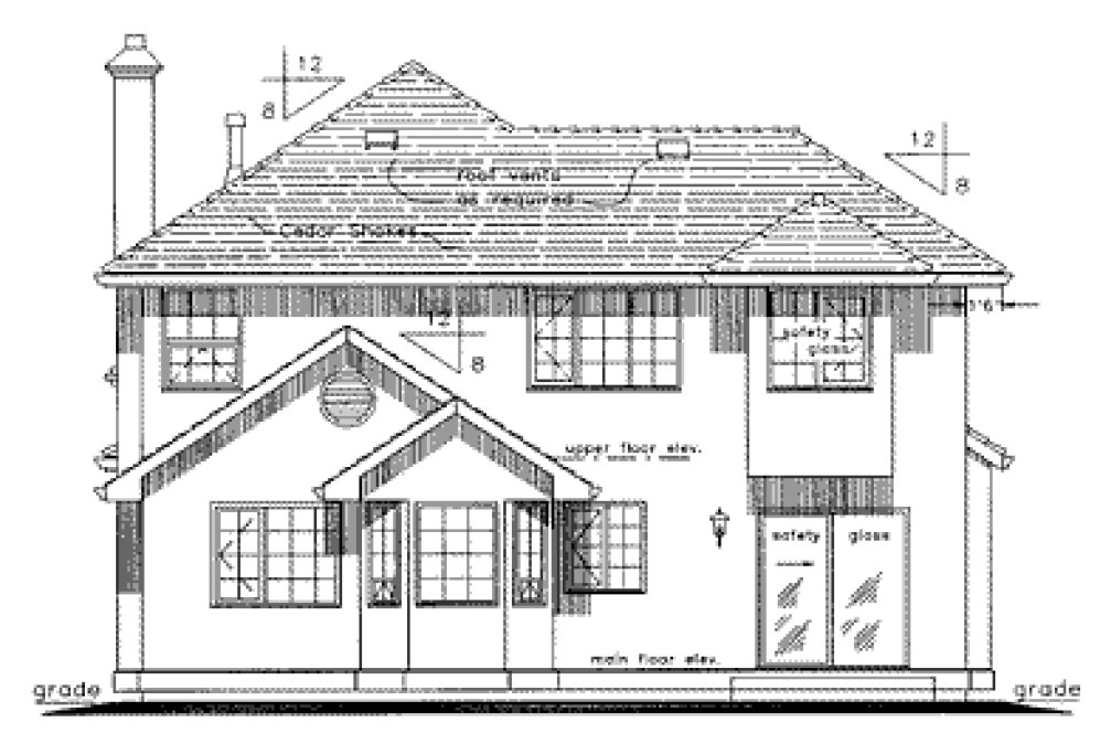 Rear Elevation for House Plan #130819