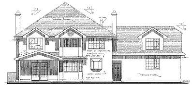 Rear Elevation for House Plan #130029