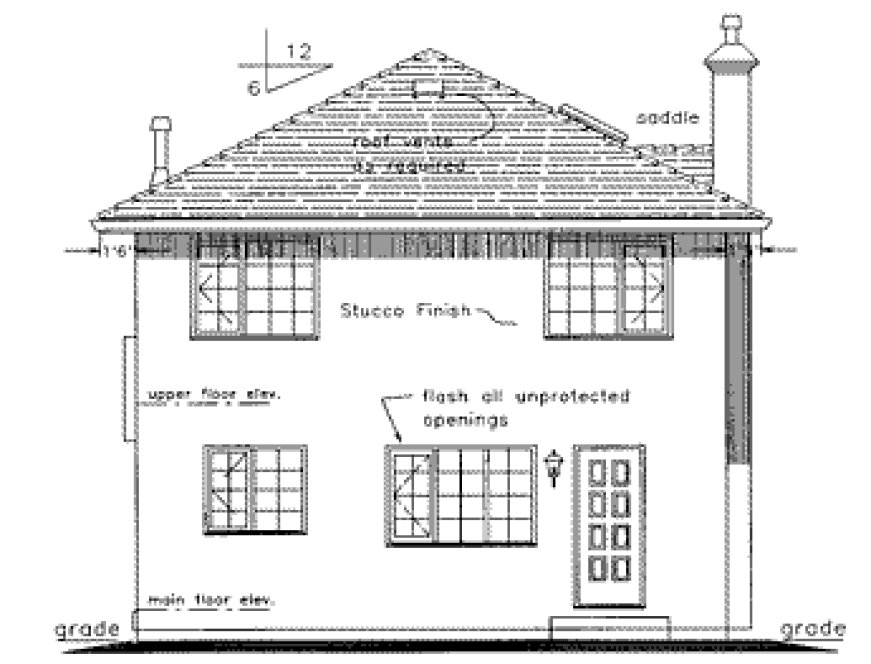 Rear Elevation for House Plan #135229