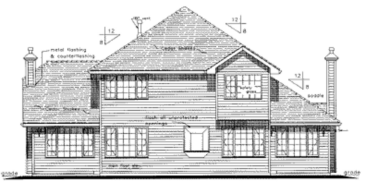 Rear Elevation for House Plan #137529