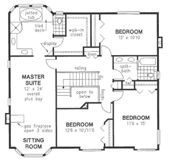 Second Floor Plan for House Plan #138529
