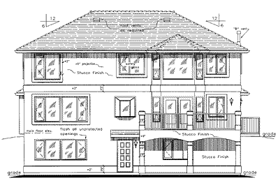 Rear Elevation for House Plan #135149