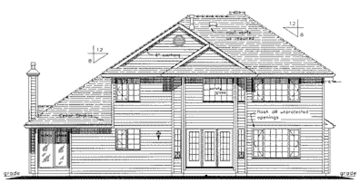 Rear Elevation for House Plan #137149
