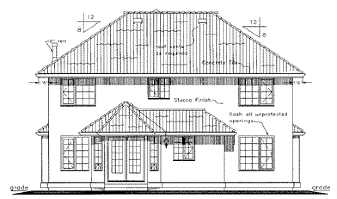 Rear Elevation for House Plan #132249