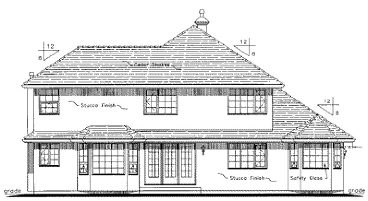 Rear Elevation for House Plan #133249
