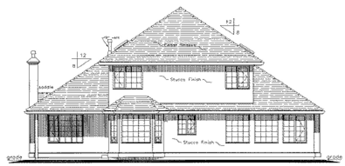 Rear Elevation for House Plan #134249