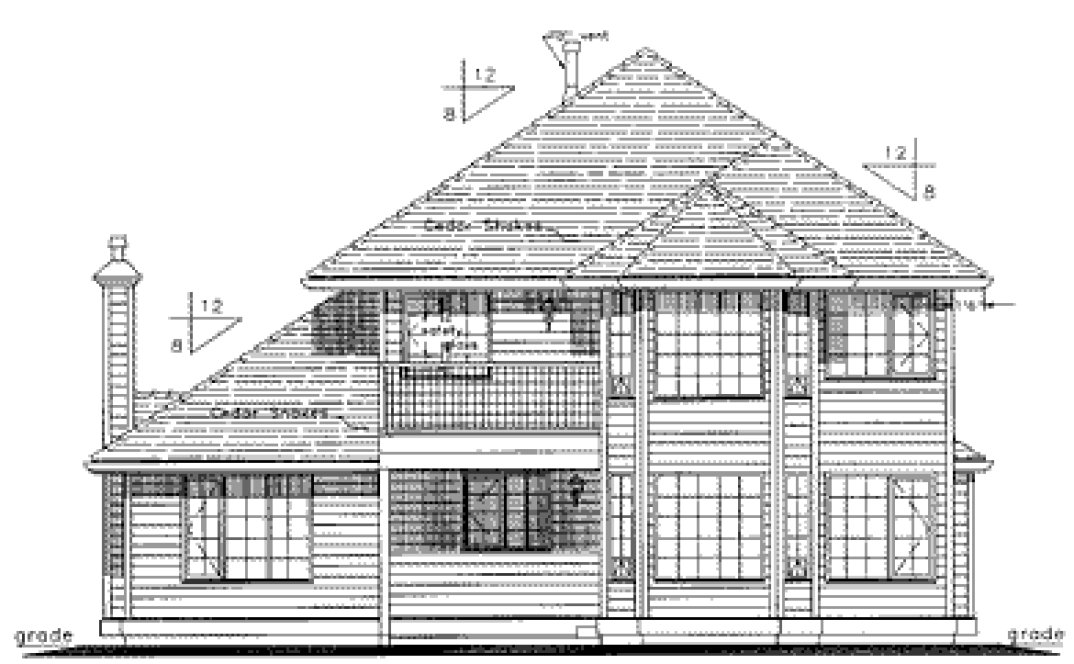 Rear Elevation for House Plan #135249