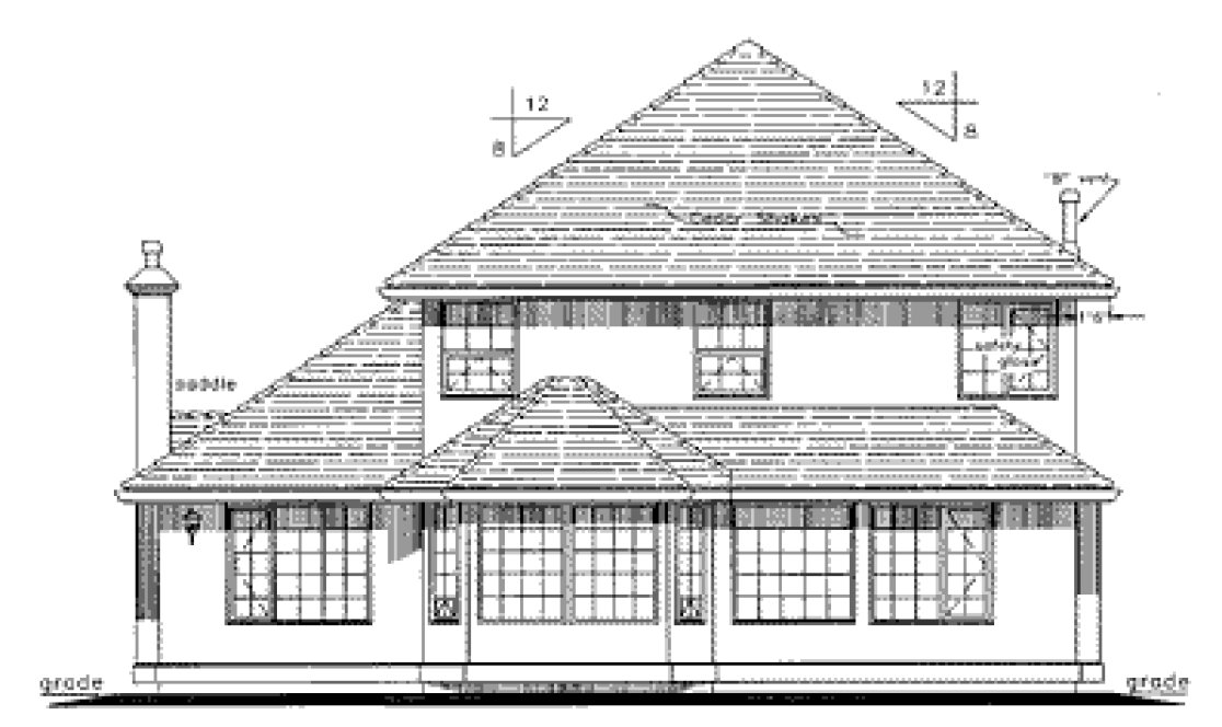 Rear Elevation for House Plan #137249