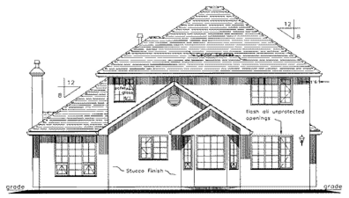 Rear Elevation for House Plan #131349