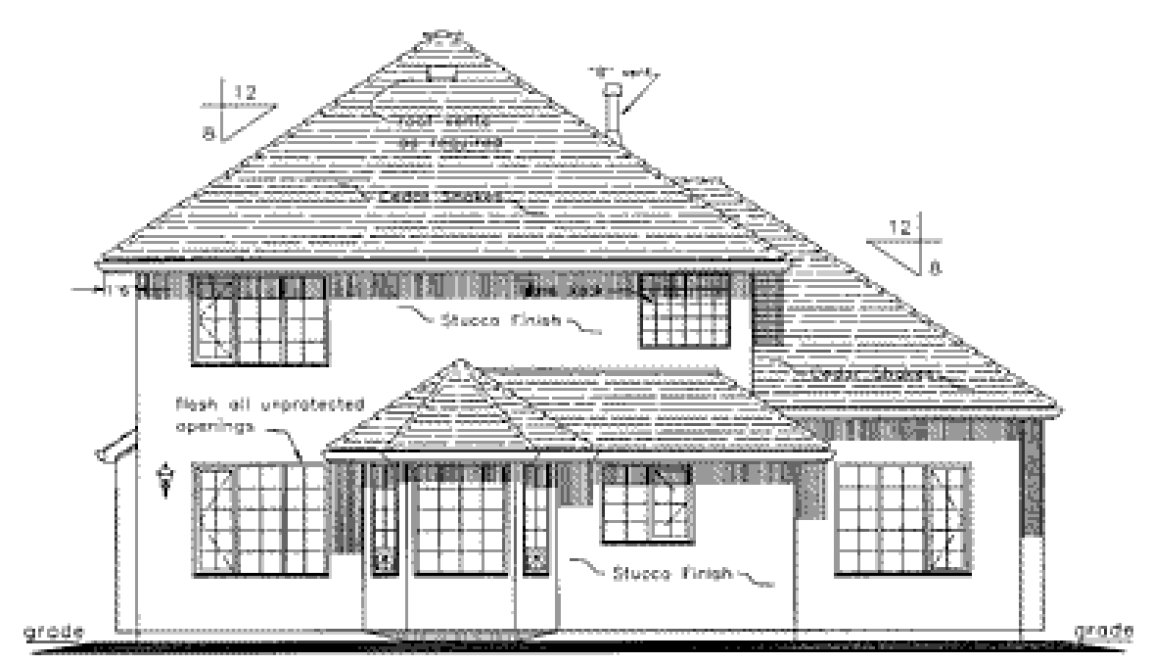 Rear Elevation for House Plan #133449