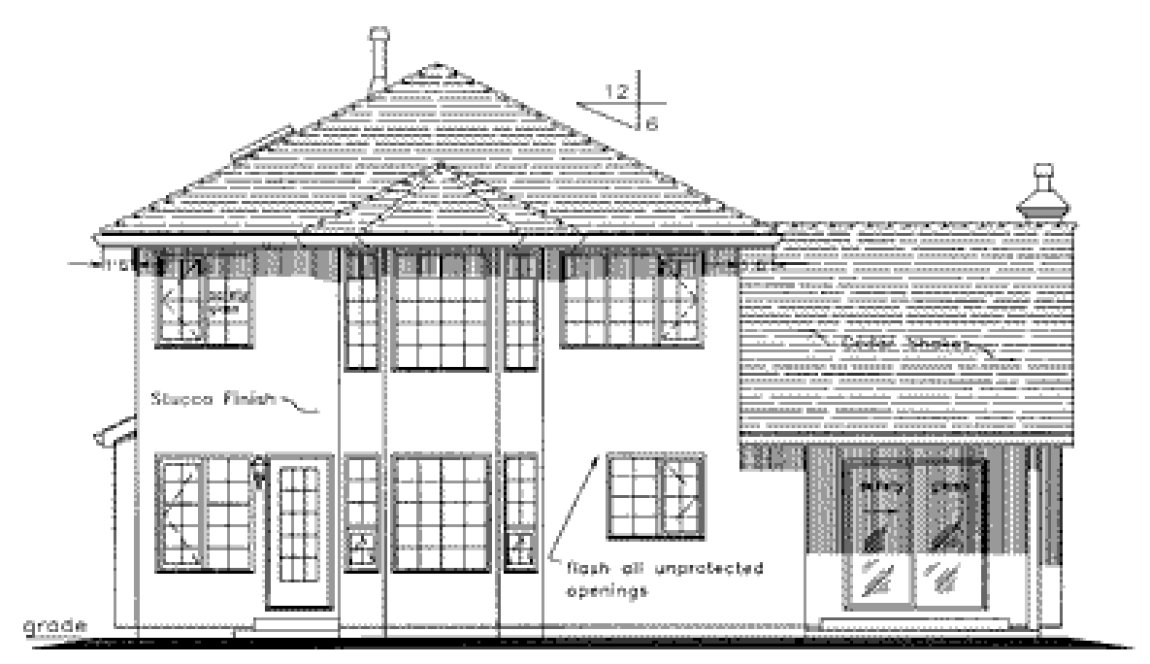 Rear Elevation for House Plan #134449