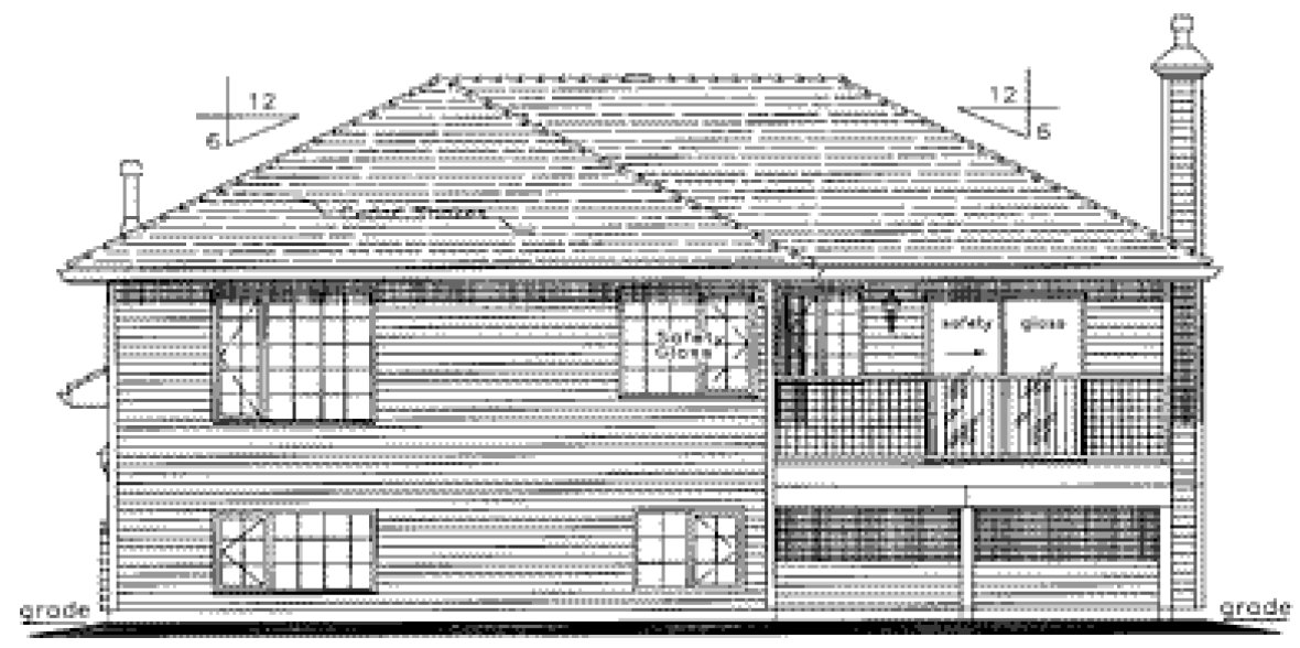 Rear Elevation for House Plan #136824