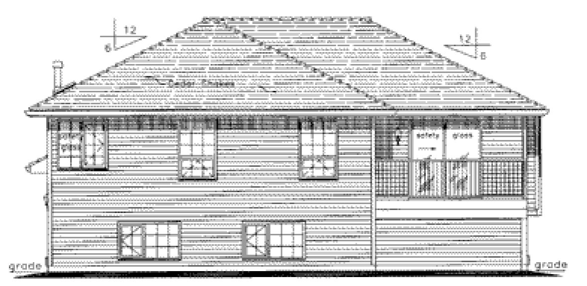 Rear Elevation for House Plan #137924