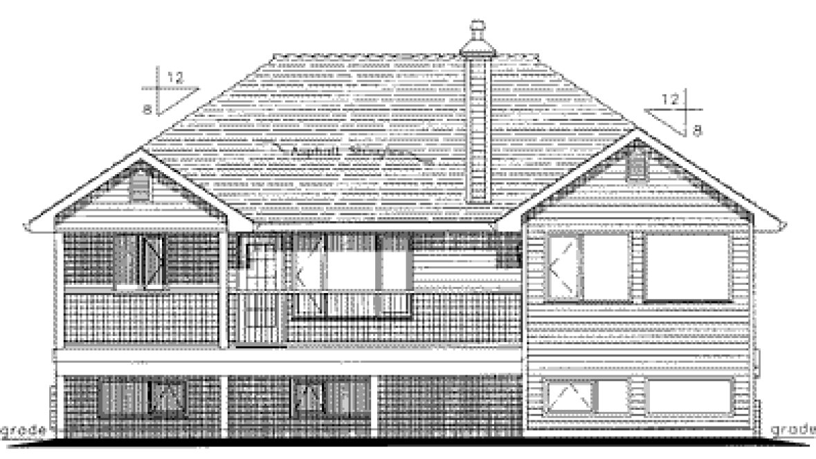 Rear Elevation for House Plan #131334