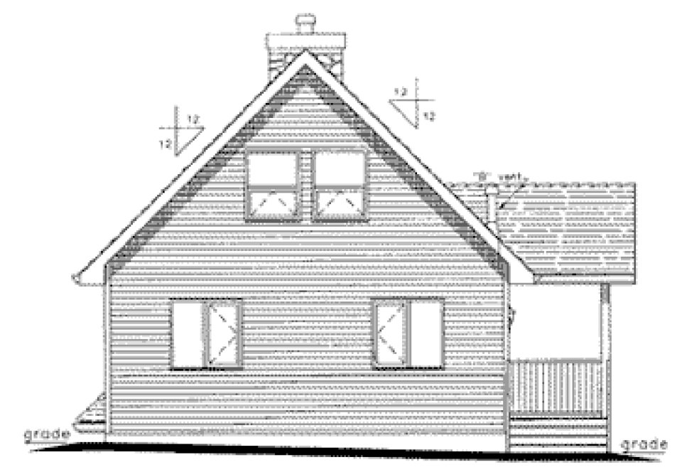 Rear Elevation for House Plan #131534