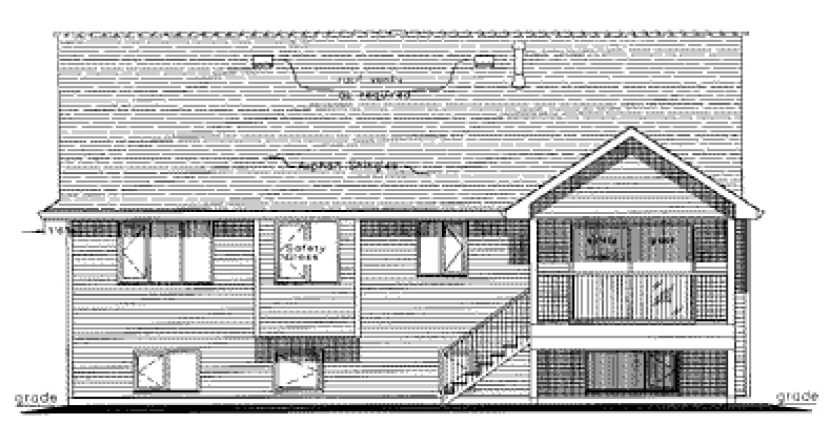 Rear Elevation for House Plan #135044