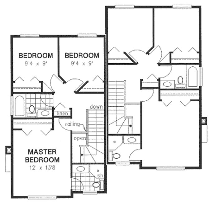 Second Floor Plan for House Plan #136144