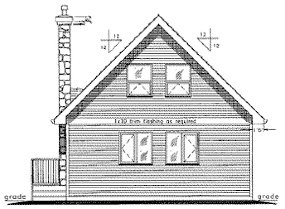 Rear Elevation for House Plan #137144