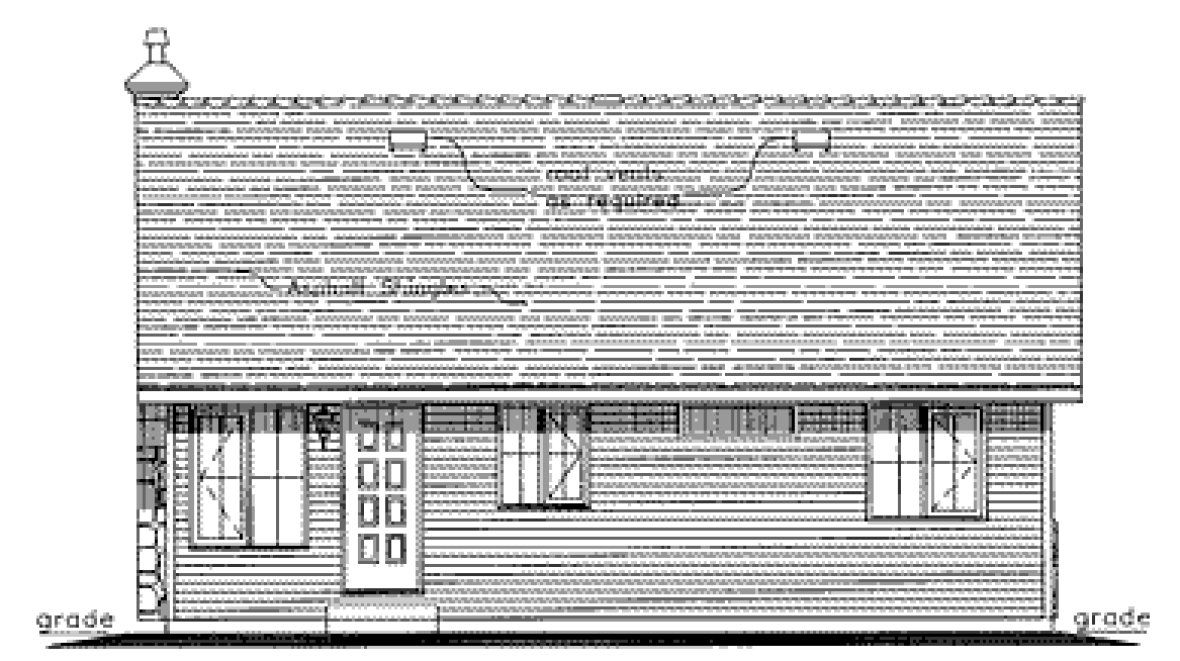 Rear Elevation for House Plan #139144