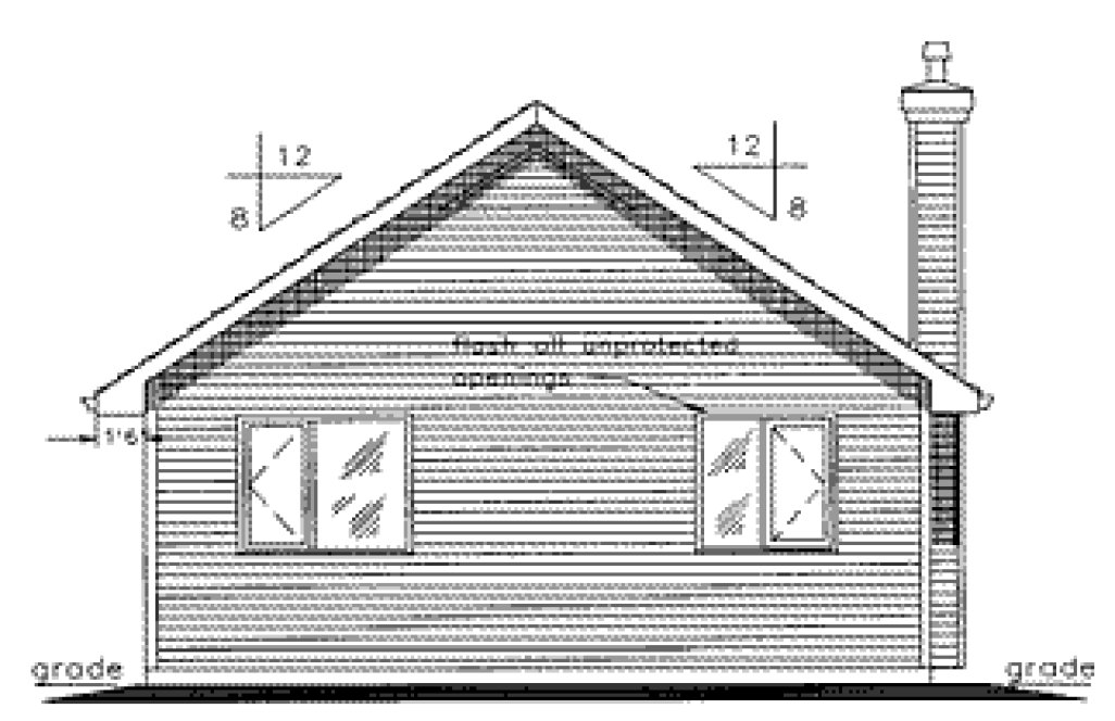 Rear Elevation for House Plan #135244