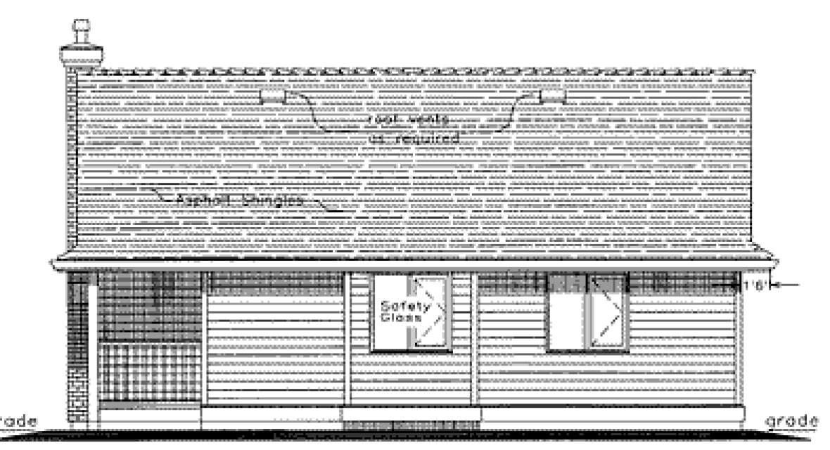 Rear Elevation for House Plan #138244