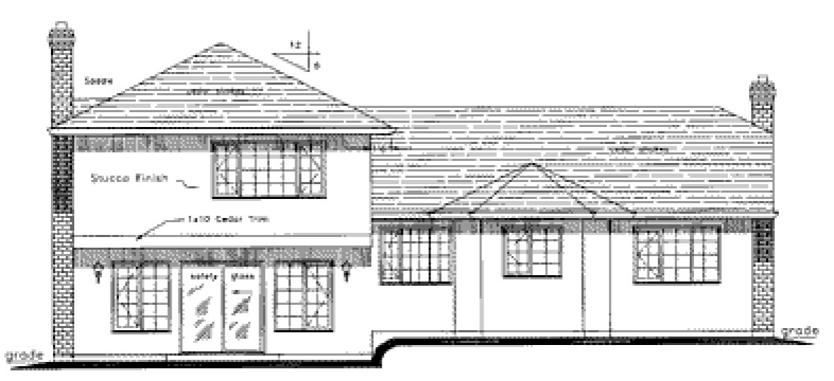 Rear Elevation for House Plan #132009