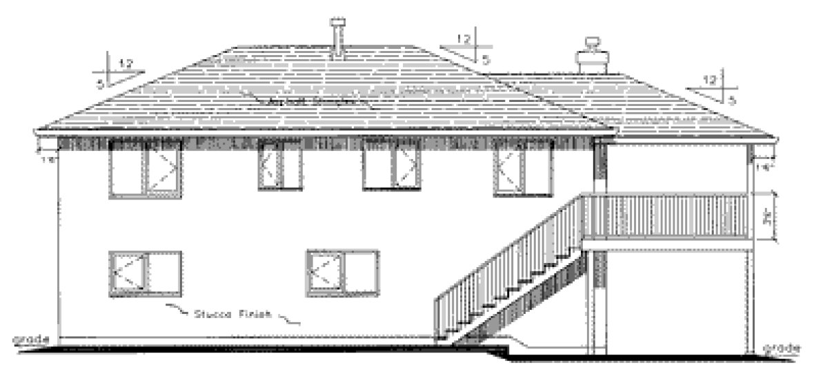 Rear Elevation for House Plan #135609