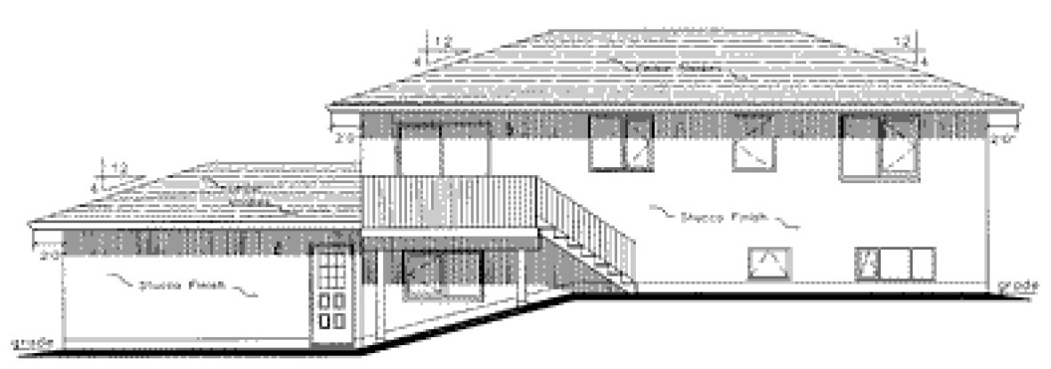 Rear Elevation for House Plan #136609
