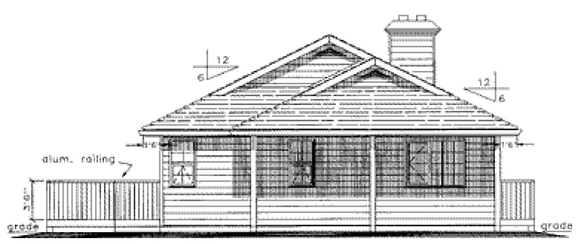 Rear Elevation for House Plan #132119