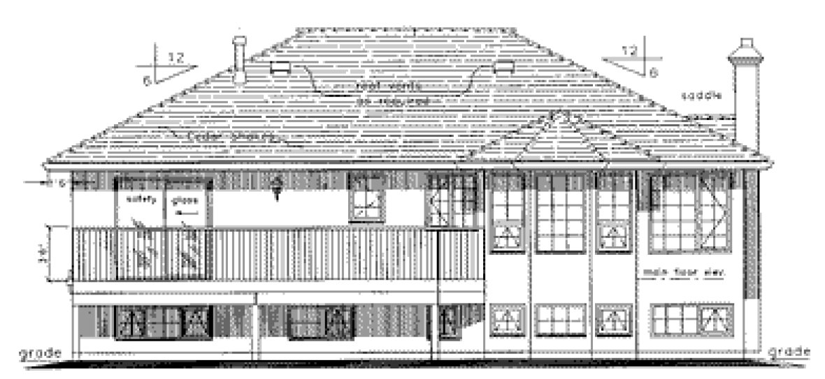 Rear Elevation for House Plan #130719