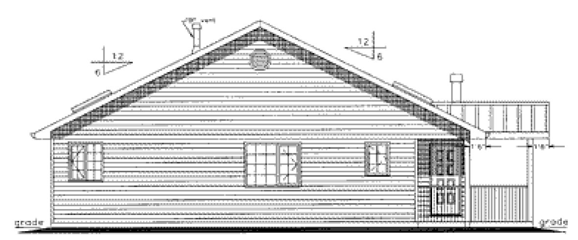 Rear Elevation for House Plan #131229