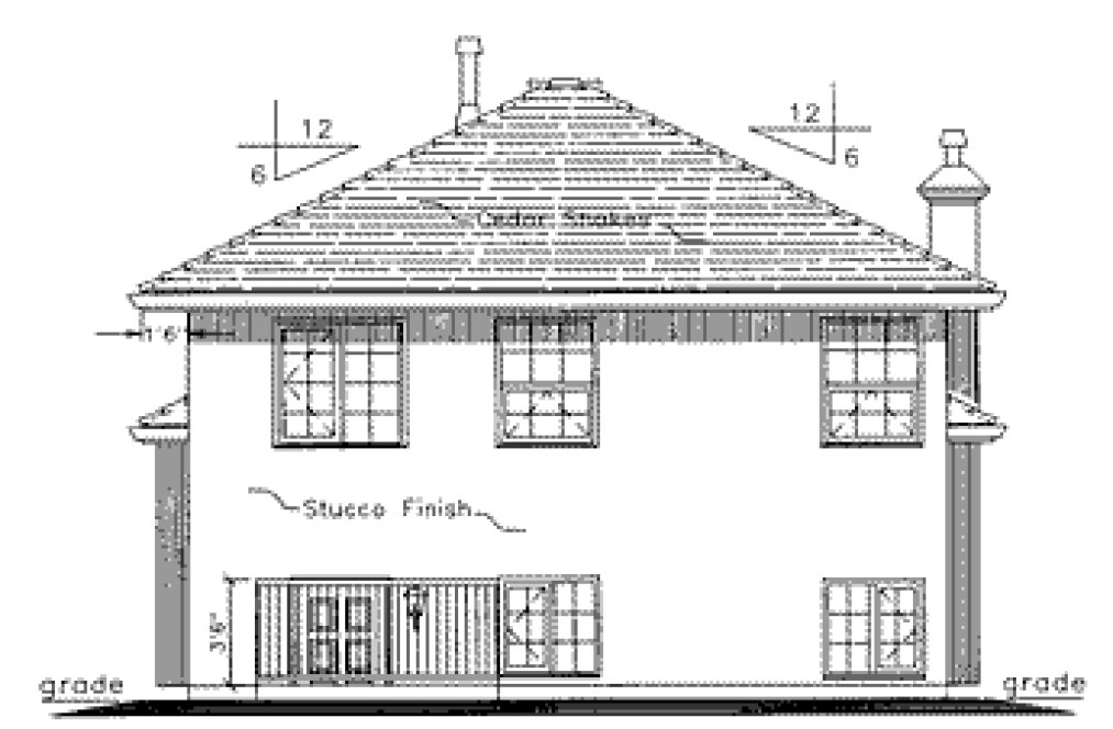 Rear Elevation for House Plan #138229