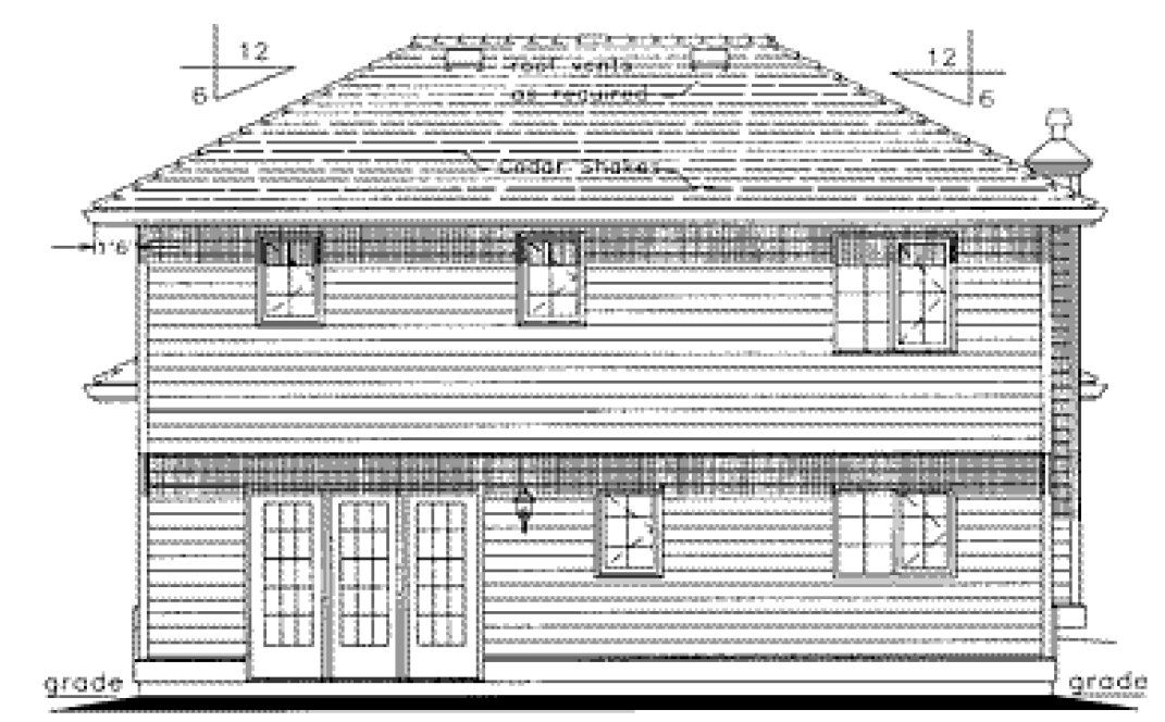 Rear Elevation for House Plan #136329
