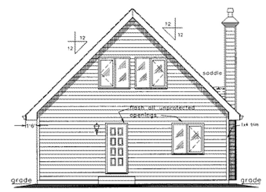 Rear Elevation for House Plan #130429