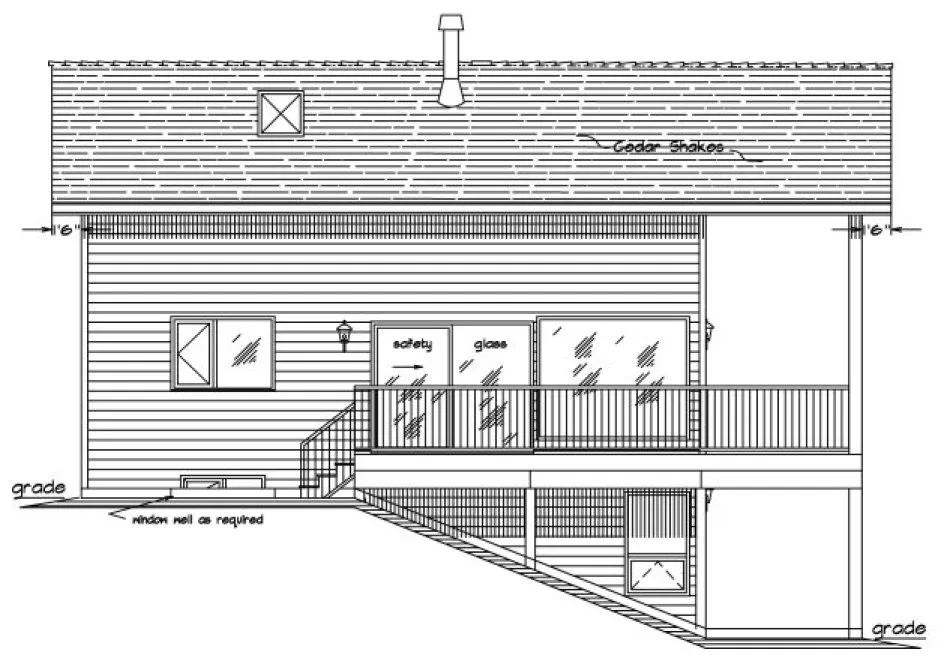 Left Elevation for House Plan #138429