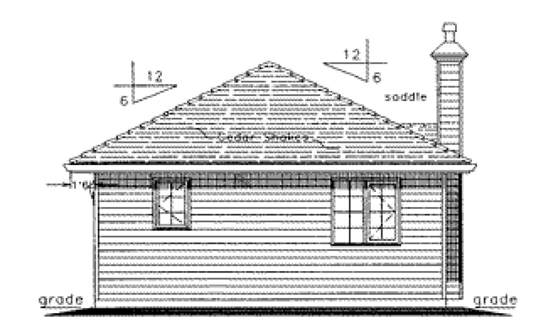 Rear Elevation for House Plan #133529